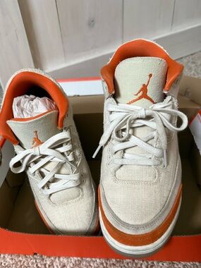 Air Jordan 3 Low Beige & Orange Canvas Jumpman Sneakers